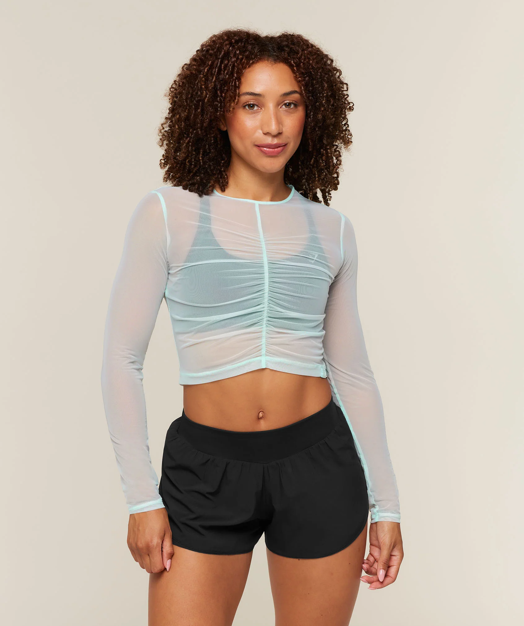 Hybrid Mesh Long Sleeve Top