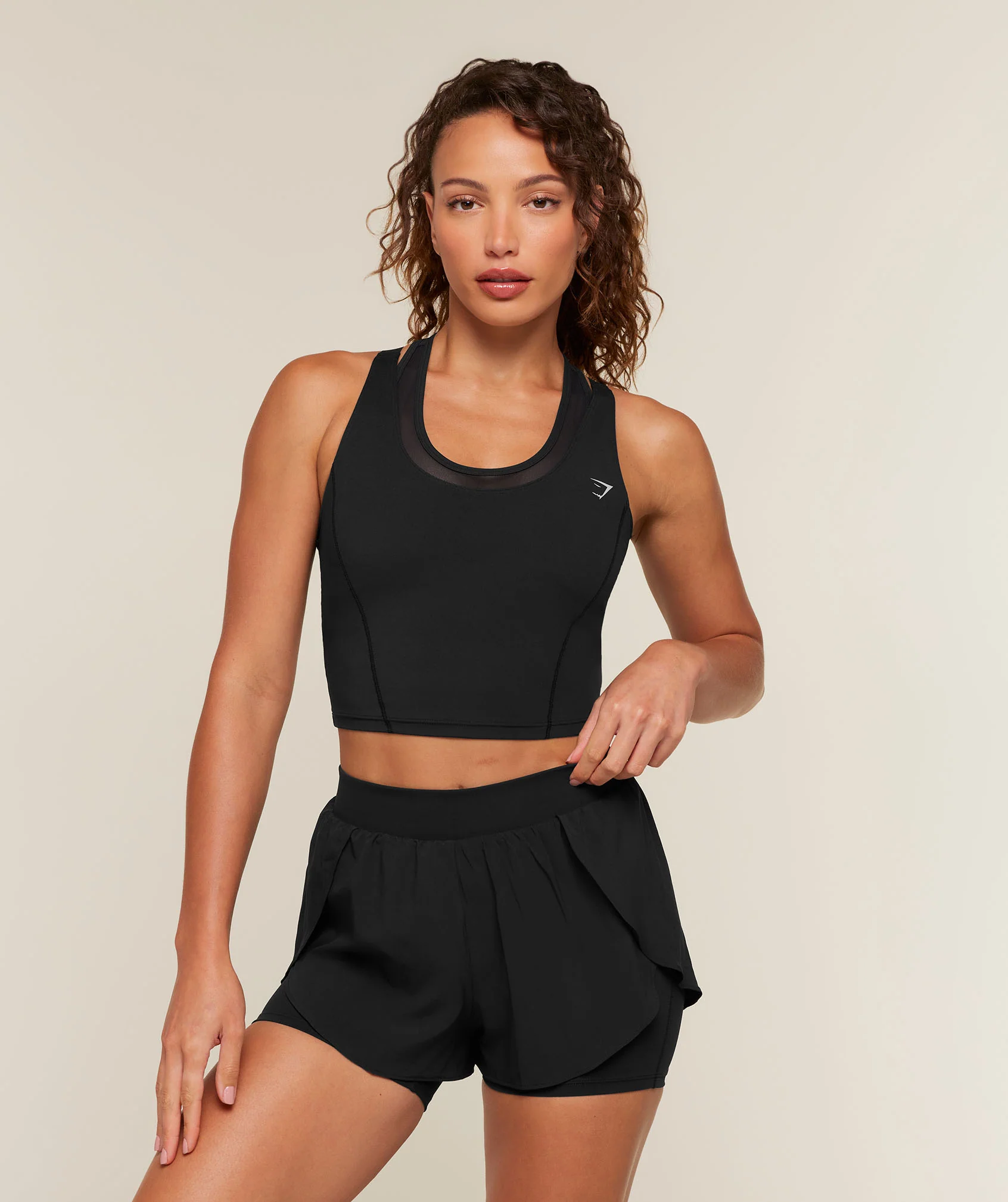 Mesh Sleeveless Tank with Shelf