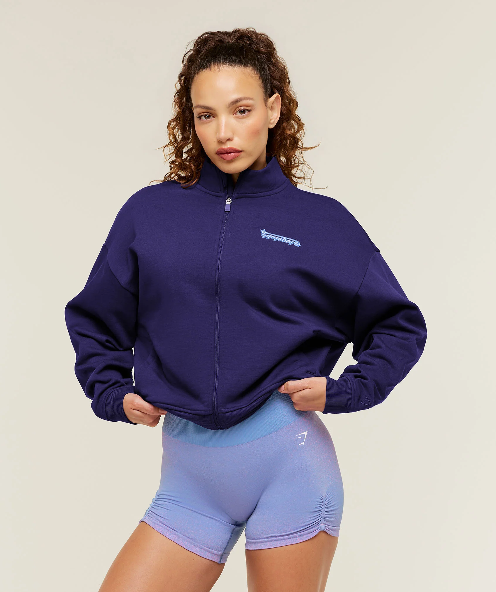Script Embroidery Full Zip Jacket