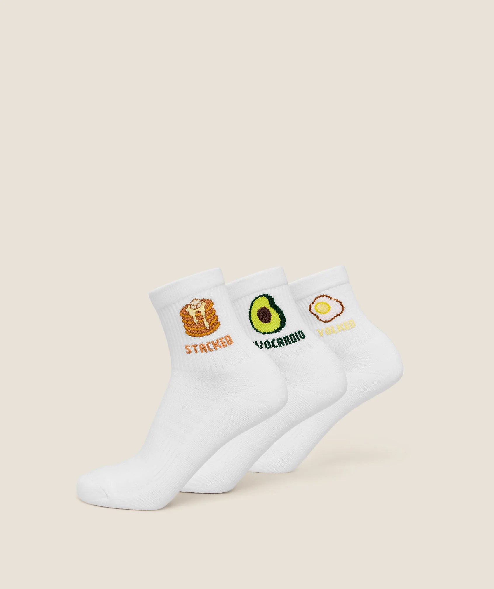 Breakfast Graphic Midi Socks 3pk