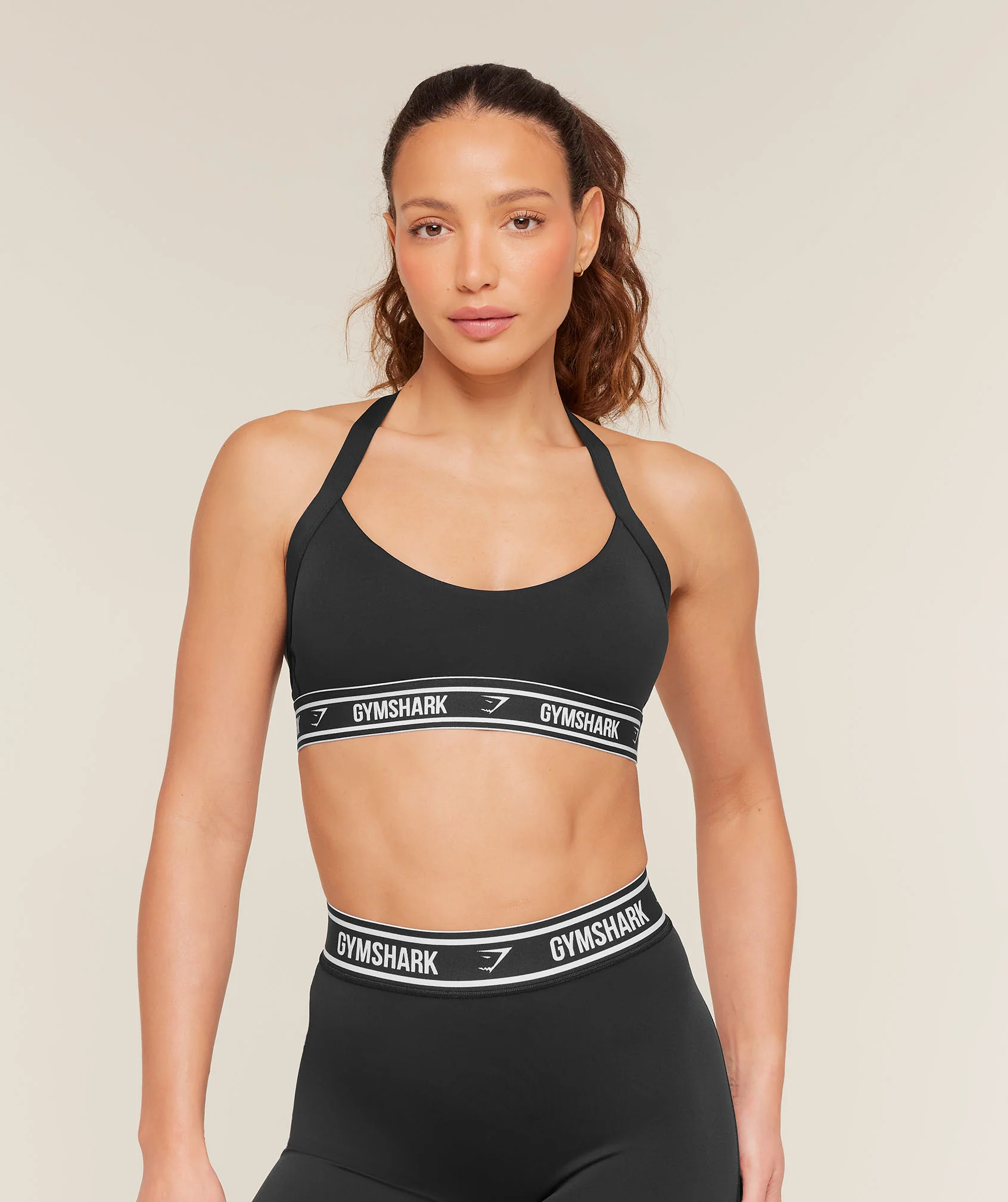 Light Support Halter Neck Logo Sports Bra